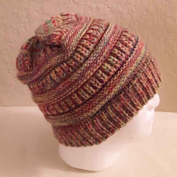 C C Exclusives Multicolor Diagonal Stitch Beanie Cap - Picture 2 of 6